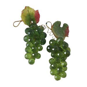 Vintage Mid-Century Modern Faceted Avocado Green Acrylic Grapes Cluster Decor